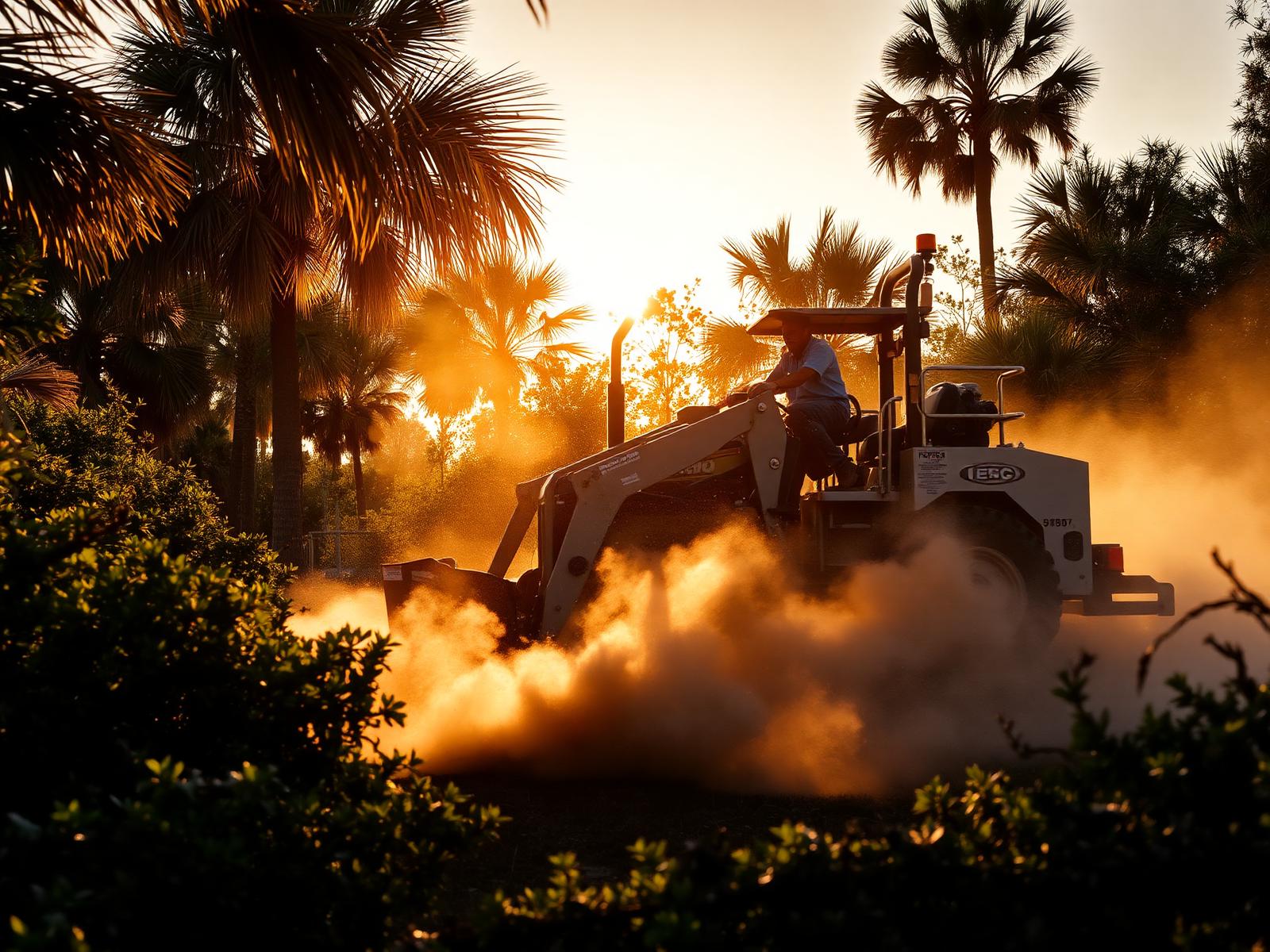 Forestry mulcher clearing dense Florida brush